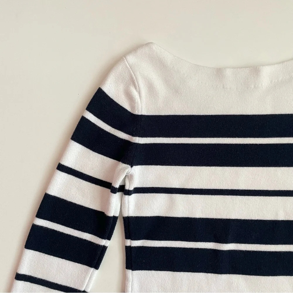 Tommy Hilfiger Stripe Cotton Sweater Navy White Size S Fall Winter Sailor - Picture 10 of 13